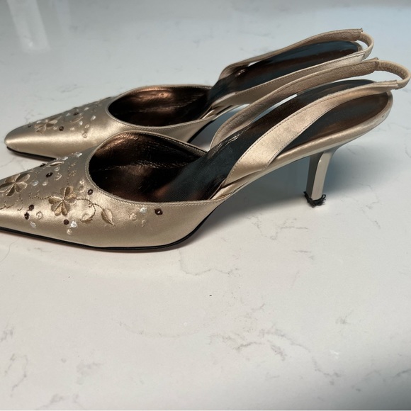 YSL embroidered dress shoes with sling back strap - Picture 2 of 4